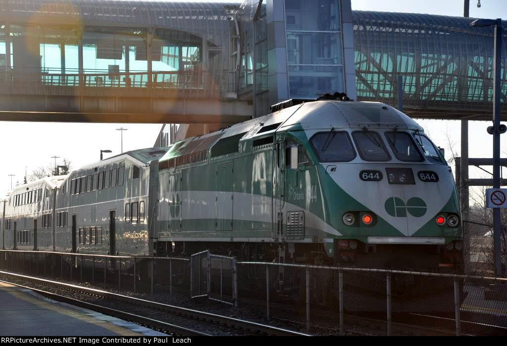 Inbound commuter makes its station stop